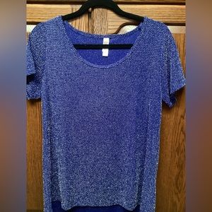 LuLuRoe sparkly silver and deep royal blue top